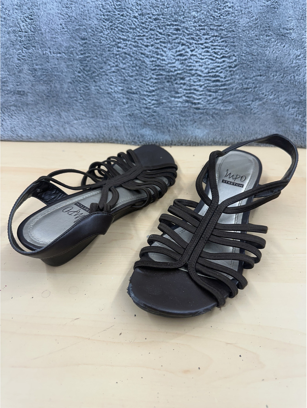 IMPO Brown Strappy Slingback Wedge Sandals Casual Summer Bohemian